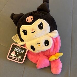 Sanrio Melody & Kuromi Reversible Plushie - Black and Pink